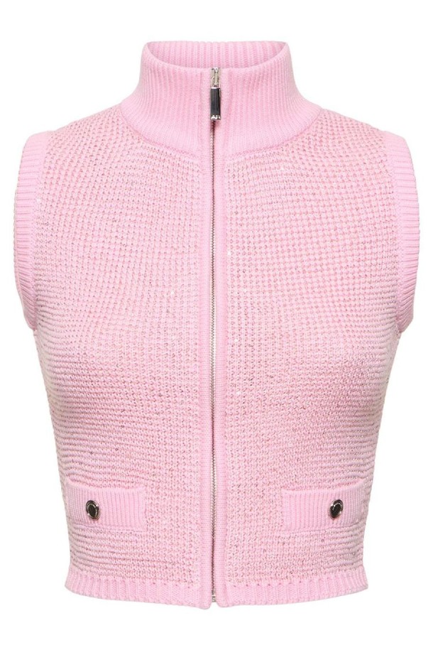 ALESSANDRA RICH - 니트/가디건 - 알렉산드라리치 여성 스웨터 High neck sequined knit vest w zip NB01