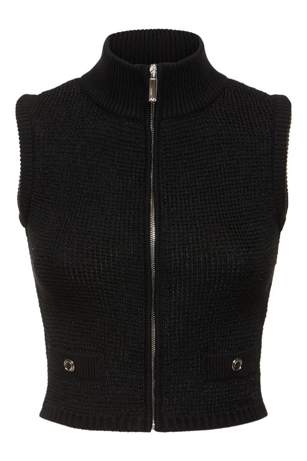 ALESSANDRA RICH - 니트/가디건 - 알렉산드라리치 여성 스웨터 High neck sequined knit vest w zip NB01