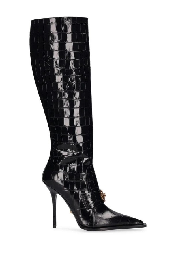 VERSACE - 부츠/워커 - 베르사체 여성 롱부츠 110mm Croc embossed leather boots NB01