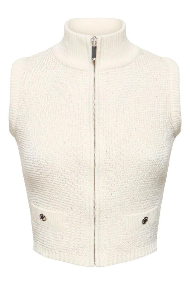 ALESSANDRA RICH - 니트/가디건 - 알렉산드라리치 여성 스웨터 High neck sequined knit vest w zip NB01