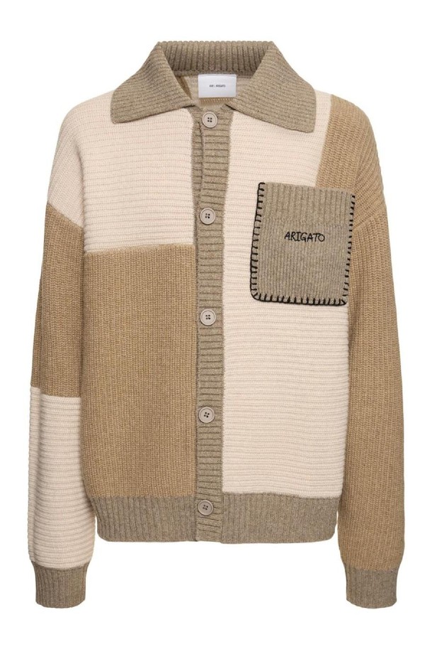 Axel Arigato - 스웨터 - 악셀아리가토 남성 가디건 Franco Patchwork wool blend sweater NB01