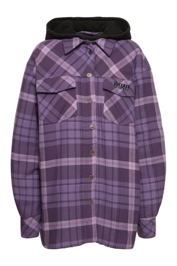 rotate - 자켓 - 로테이트 여성 자켓 Jissa oversize flannel shirt w hood NB01