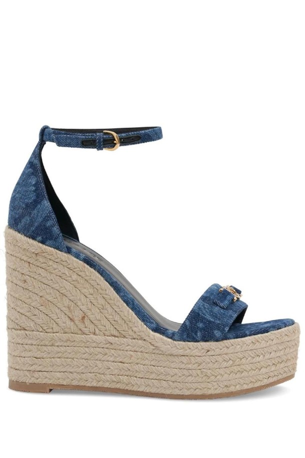 VERSACE - 플랫 - 베르사체 여성 에스파드류 140mm Denim wedge sandals NB01