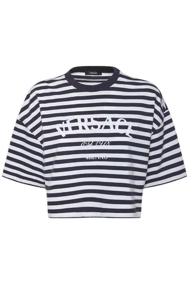 VERSACE - 반팔티셔츠 - 베르사체 여성 티셔츠 Striped jersey crop t shirt NB01