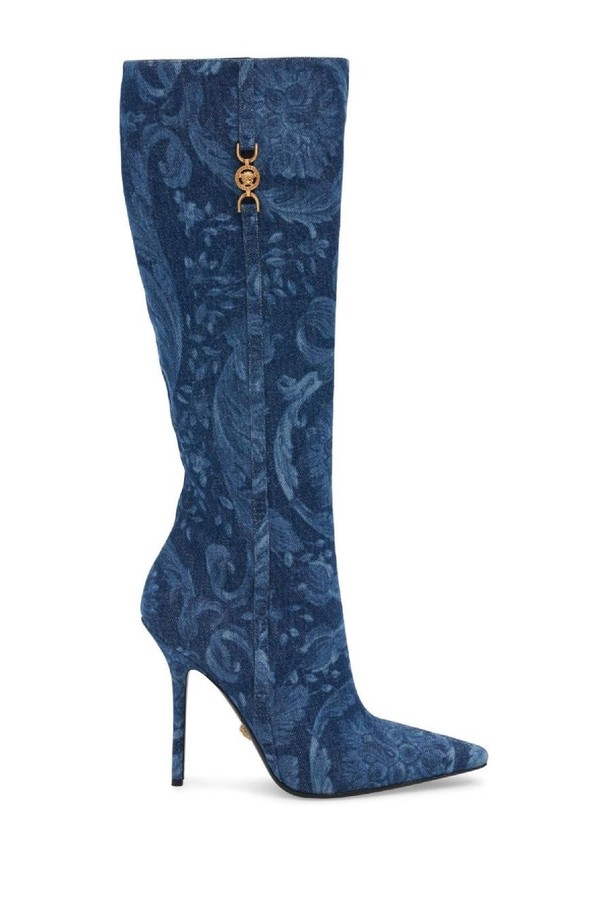 VERSACE - 부츠/워커 - 베르사체 여성 롱부츠 110mm Printed denim tall boots NB01