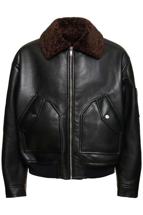 NANUSHKA - 블루종/점퍼 - 나누시카 남성 가죽 자켓 Faux leather shearling flight jacket NB01