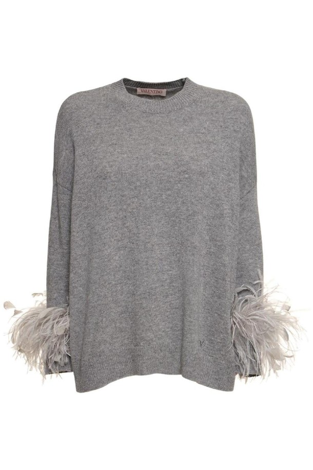 VALENTINO - 니트/가디건 - 발렌티노 여성 스웨터 Wool knit sweater w feathers NB01