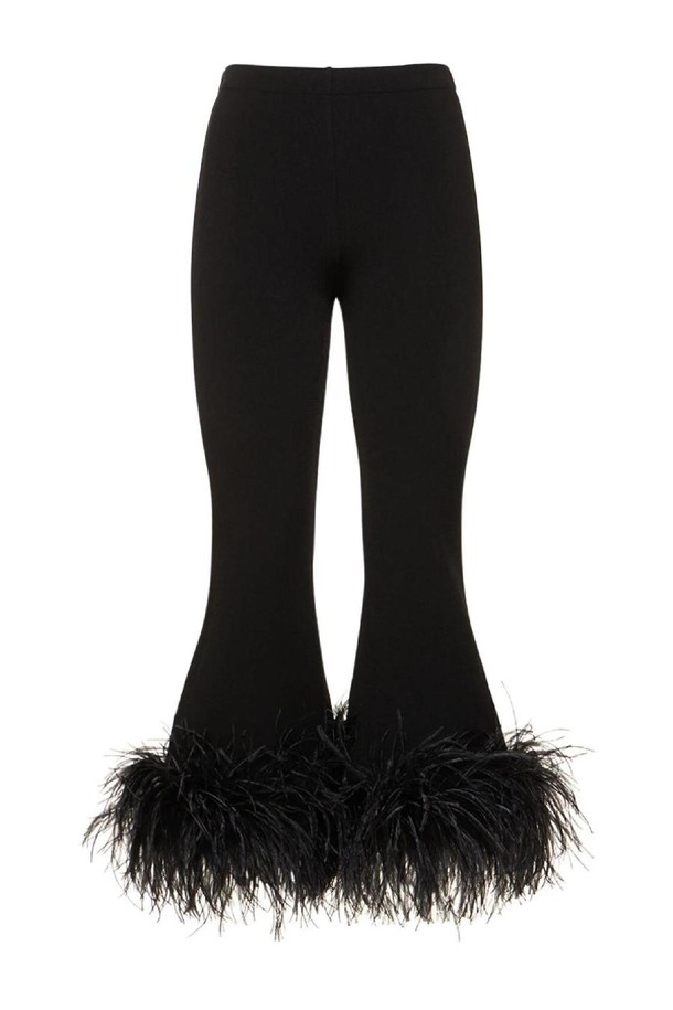 VALENTINO - 스커트/팬츠 - 발렌티노 여성 크롭 팬츠 Stretch cady straight pants w feathers NB01