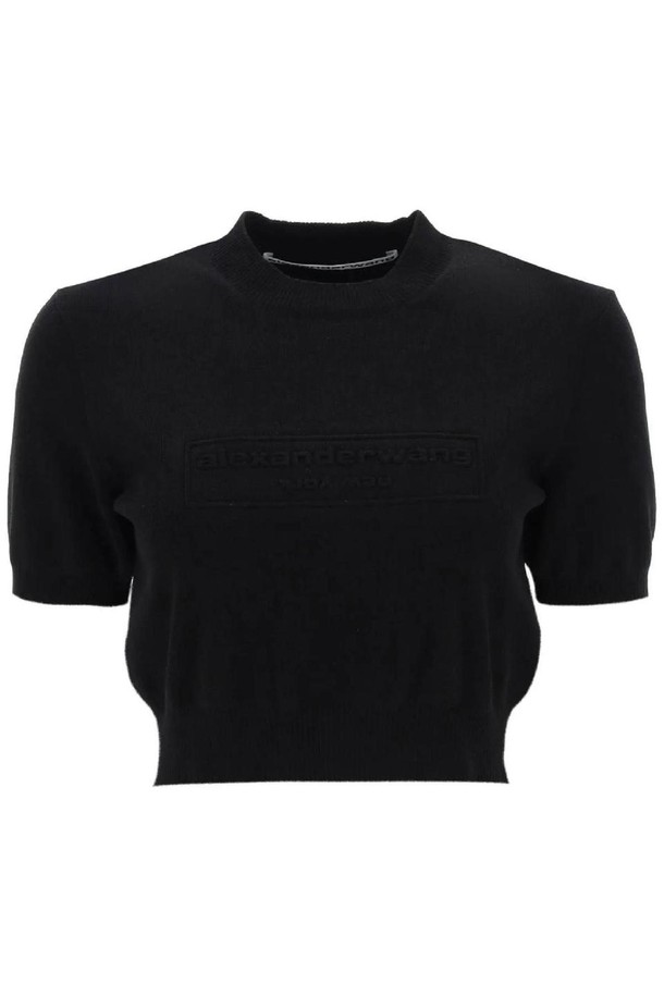 ALEXANDER WANG  - 반팔티셔츠 - 알렉산더왕 여성 티셔츠 logo embossed crop top NB02