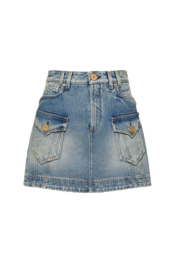 BALMAIN - 스커트/팬츠 - 발망 여성 스커트 Trapeze denim mini skirt NB01