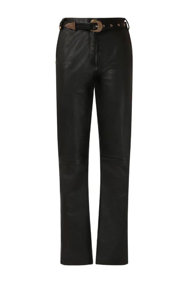 BALMAIN - 스커트/팬츠 - 발망 여성 레더 팬츠 Belted leather straight pants NB01