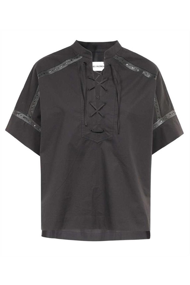 YVES SALOMON - 블라우스/셔츠 - 이브살로몬 여성 셔츠 블라우스 Yves Salomon 24E24EYH03065COXW OPENWORK Shirt   Black NB24