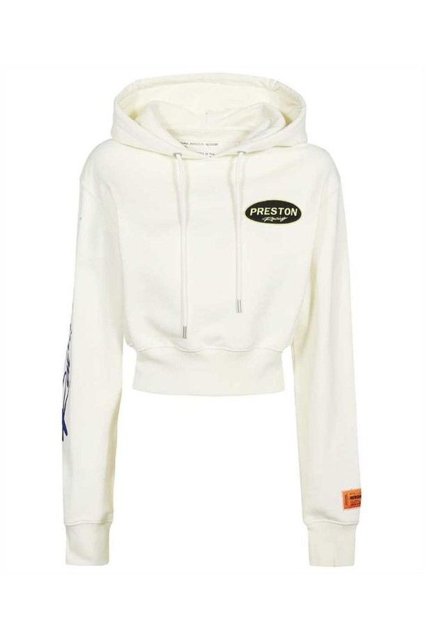 HERON PRESTON - 긴팔티셔츠 - 헤론프레스톤 여성 맨투맨 후드 Heron Preston HWBB026S23JER001 RACING CROP Hoodie   White NB24