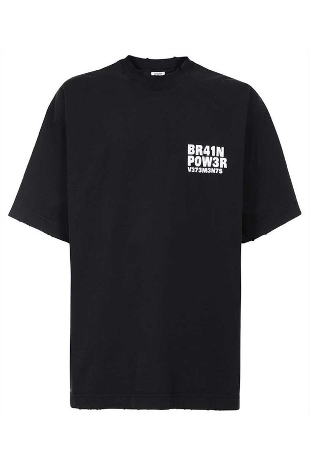 VETEMENTS - 반팔티셔츠 - 베트멍 남성 티셔츠 Vetements UE63TR380B BRAIN POWER T shirt   Black NB24