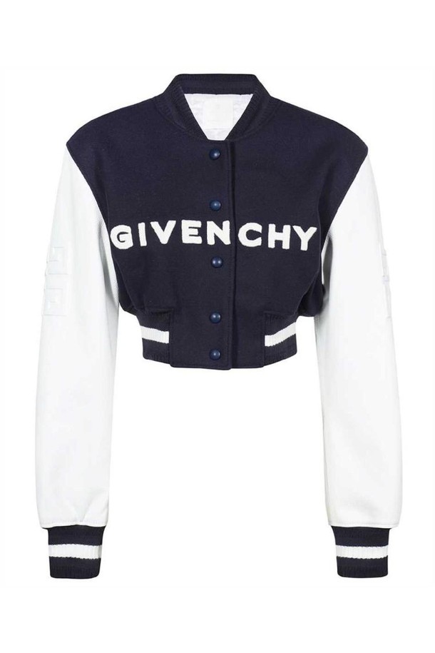 GIVENCHY - 자켓/점퍼 - 지방시 여성 자켓 Givenchy BW00CQ611N CROPPED VARSITY IN WOOL AND LEATHER Jacket   Blue NB24