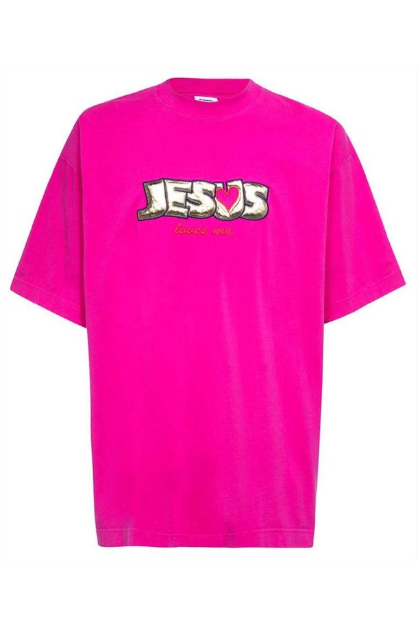 VETEMENTS - 반팔티셔츠 - 베트멍 남성 티셔츠 Vetements UE63TR400P JESUS LOVES YOU T shirt   Pink NB24