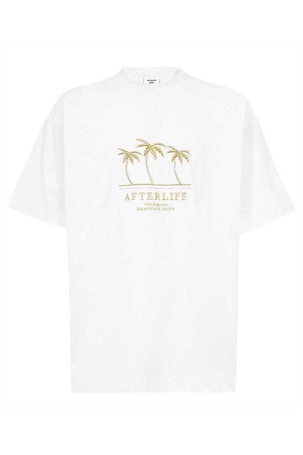 VETEMENTS - 반팔티셔츠 - 베트멍 남성 티셔츠 Vetements UE63TR241W EMBROIDERED AFTERLIFE T shirt   White NB24