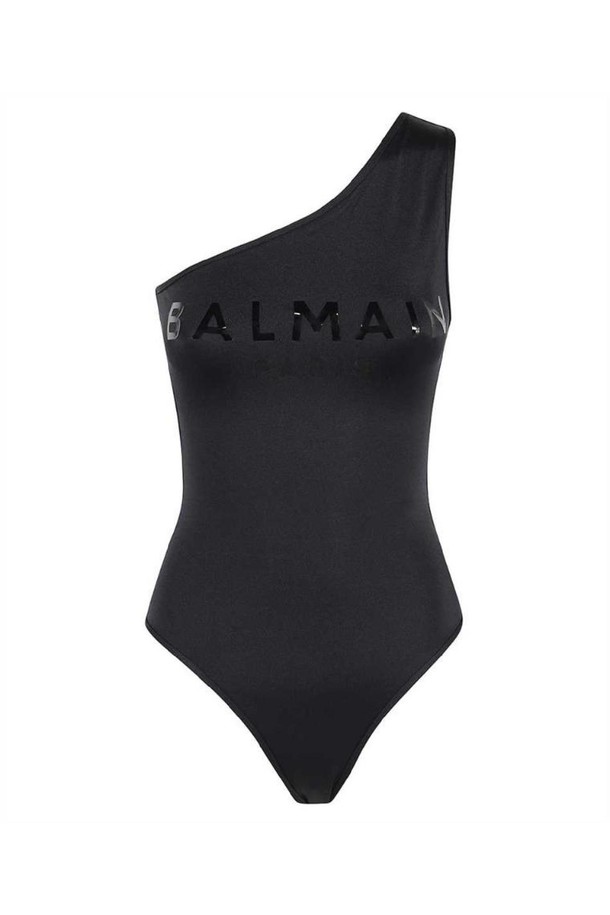 BALMAIN - 기타소품 - 발망 여성 수영복 Balmain BKBU50630 LOGO PRINTED ONE SHOULDER Swimsuit   Black NB24