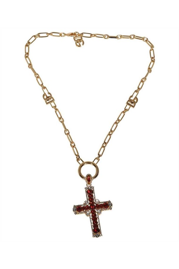 DOLCE & GABBANA - 기타소품 - 돌체앤가바나 남성 목걸이 Dolce   Gabbana WNP3S4 W1111 CROSS AND YELLOW CRYSTALS Necklace   Red NB24