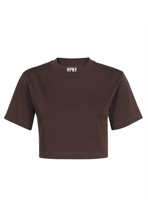 HERON PRESTON - 반팔티셔츠 - 헤론프레스톤 여성 티셔츠 Heron Preston HWAA034F23JER001 HPNY EMBROIDERED CROP T shirt   Brown NB24