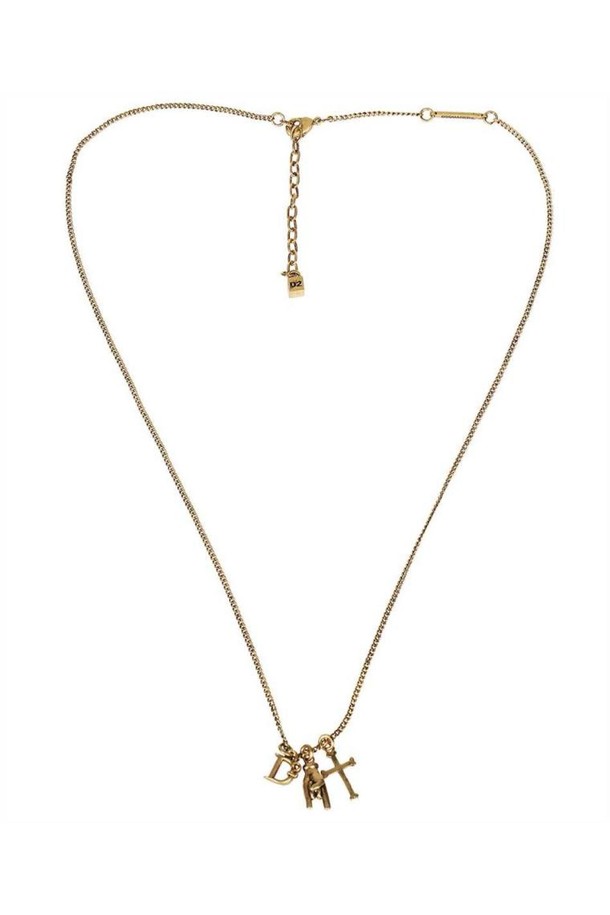 Dsquared2 - 기타소품 - 디스퀘어드2 남성 목걸이 Dsquared2 NEM0232 37200001 CHARM DETAILS CABLE CHAIN Necklace   Gold NB24