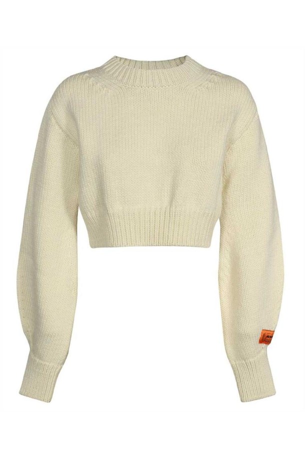 HERON PRESTON - 니트/가디건 - 헤론프레스톤 여성 니트 스웨터 Heron Preston HWHE021F23KNI001 CROP CREWNECK BACK CUT OUT Knit   Beige NB24