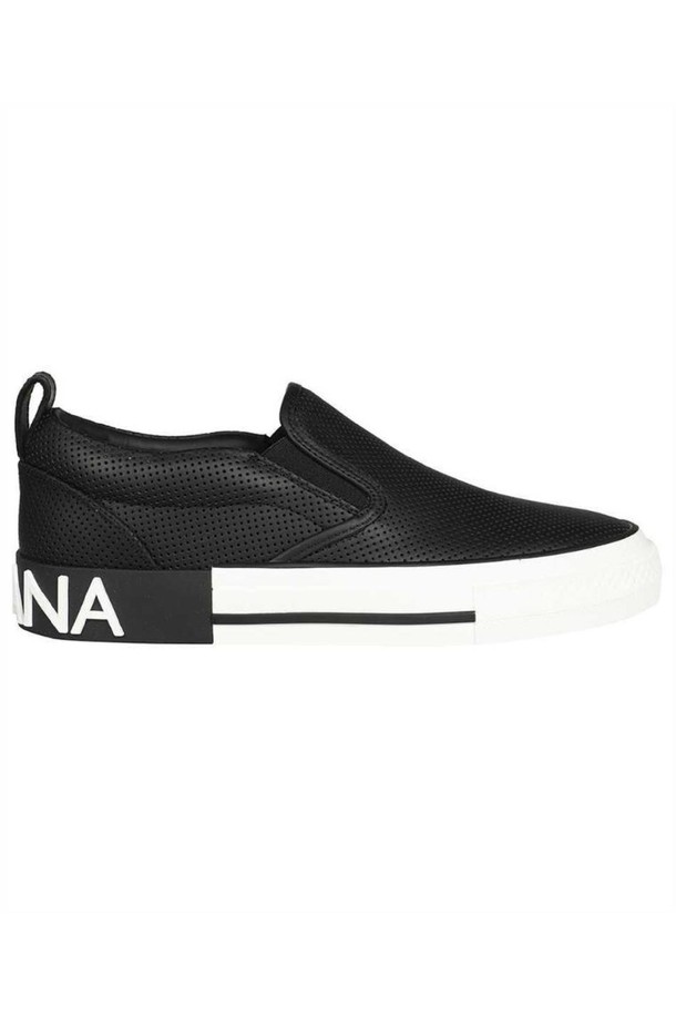 DOLCE & GABBANA - 스니커즈 - 돌체앤가바나 남성 스니커즈 Dolce   Gabbana CS1900 AH348 PERFORATED CALFSKIN CUSTOM 2 ZERO SLIP ON Sneakers   Black NB24