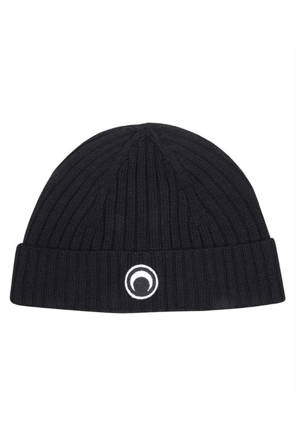 MARINE SERRE - 모자 - 마린세르 남성 모자 Marine Serre UHG012 CKNI0033 MULESING FREE WOOL RIB Beanie   Black NB24