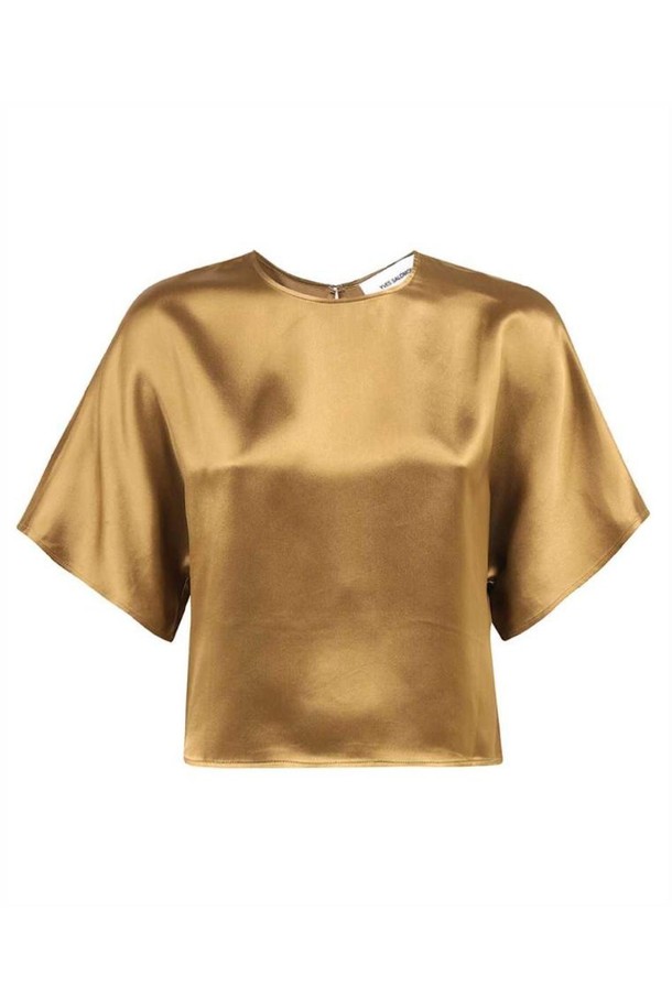 YVES SALOMON - 반팔티셔츠 - 이브살로몬 여성 티셔츠 Yves Salomon 24E24EYH00349SAVI CROPPED SATIN T shirt   Gold NB24