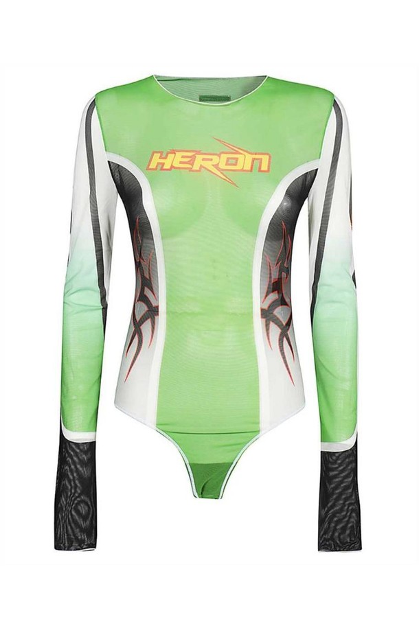 HERON PRESTON - 반팔티셔츠 - 헤론프레스톤 여성 바디수트 Heron Preston HWDD021F23FAB001 GOTHIC MESH Body   Green NB24