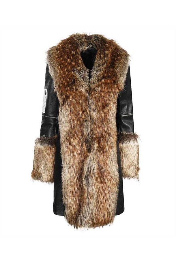 HERON PRESTON - 코트 - 헤론프레스톤 여성 코트 Heron Preston HWJN001F23LEA001 FAUX FUR LEATHER Coat   Black NB24