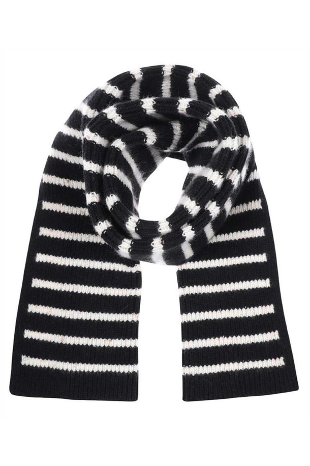 BALMAIN - 스카프/머플러 - 발망 여성 스카프 Balmain BF1XG035KE84 MARINIERE CASHMERE Scarf   Black NB24