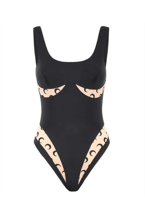 MARINE SERRE - 기타소품 - 마린세르 여성 수영복 Marine Serre WSW003 CJER0019 REGENERATED JERSEY DRAPPED Swimsuit   Black NB24