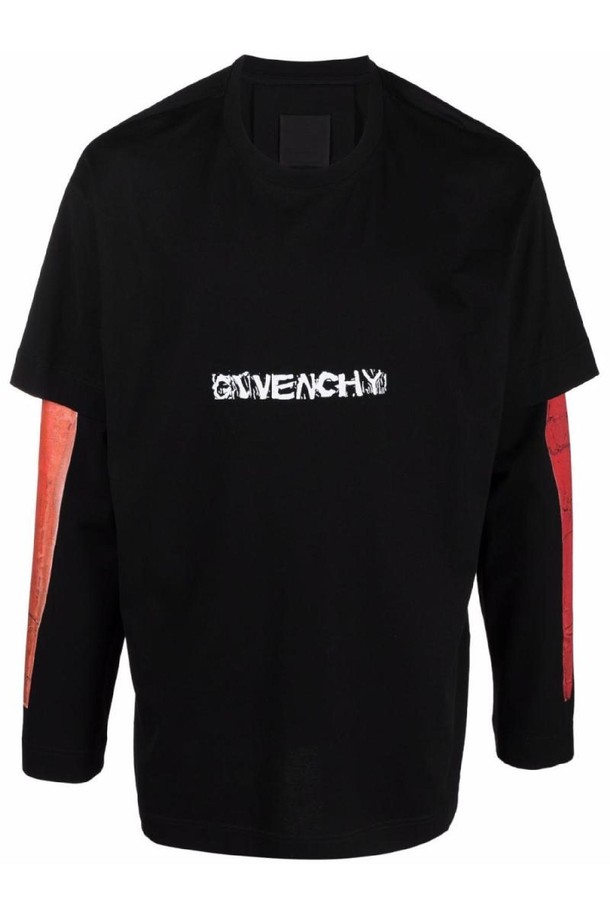 GIVENCHY - 반팔티셔츠 - 지방시 남성 티셔츠 COTTON LOGO OVERSIZED LONG SLEEVE T SHIRT NB30