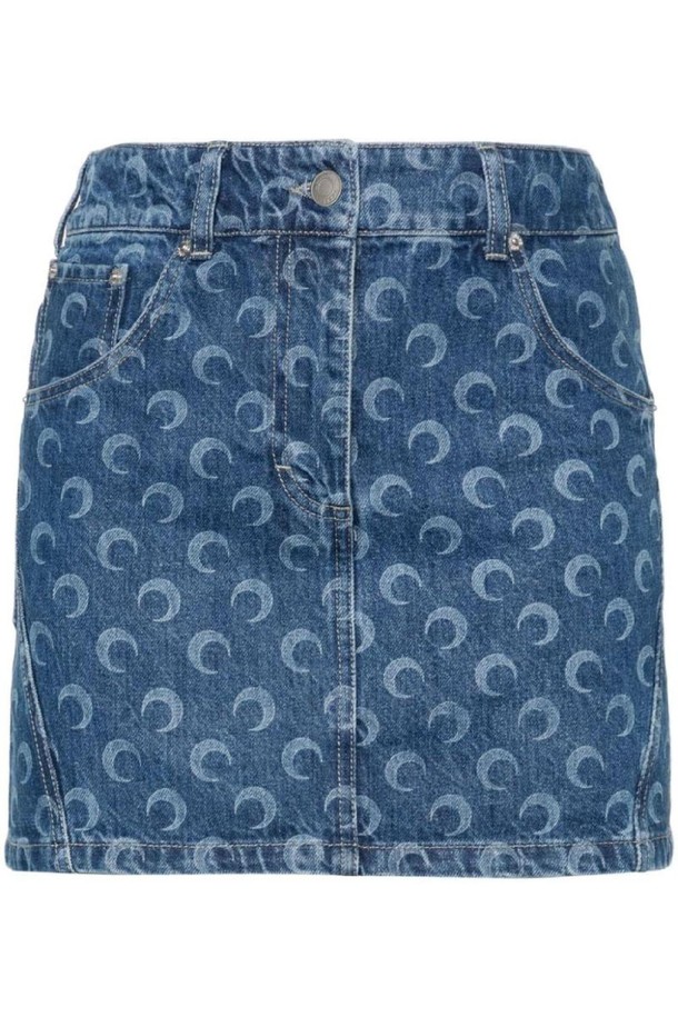 MARINE SERRE - 스커트/팬츠 - 마린세르 여성 스커트 MOON PRINT DENIM MINI SKIRT NB30