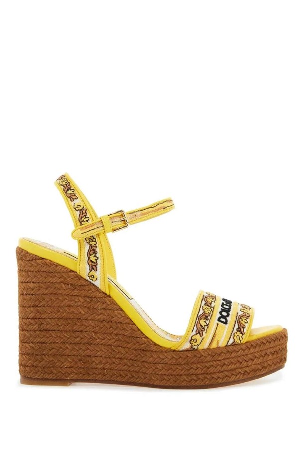 DOLCE & GABBANA - 샌들/뮬/슬리퍼 - 돌체앤가바나 여성 샌들 maiolica embroidered wedge sandals NB02