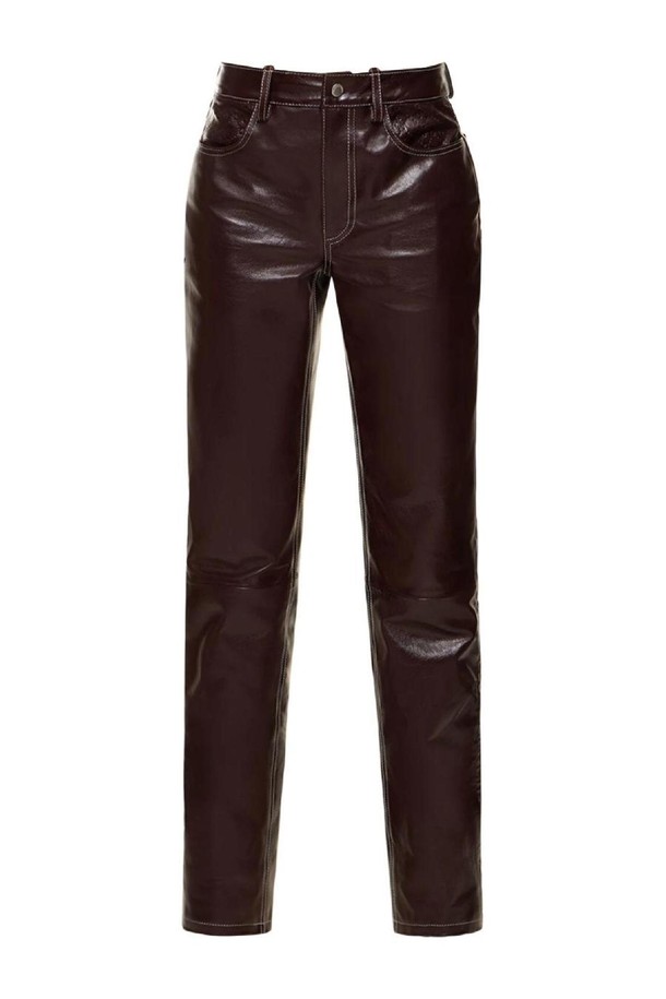 MARINE SERRE - 스커트/팬츠 - 마린세르 여성 레더 팬츠 Leather straight pants NB01