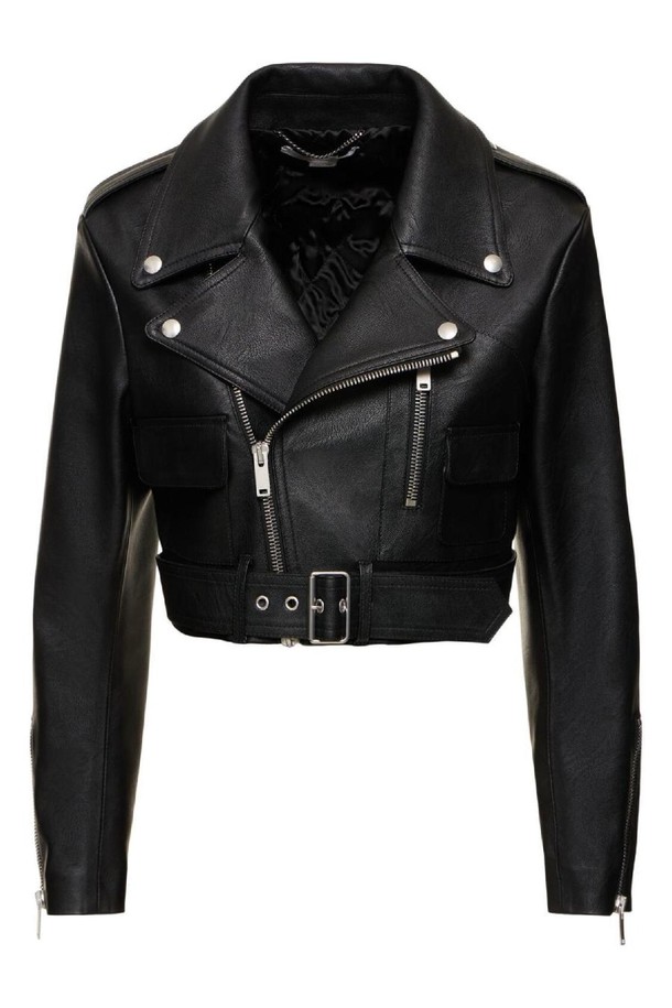 STELLA McCARTNEY - 자켓/점퍼 - 스텔라 맥카트니 여성 레더자켓 Belted faux leather cropped biker jacket NB01