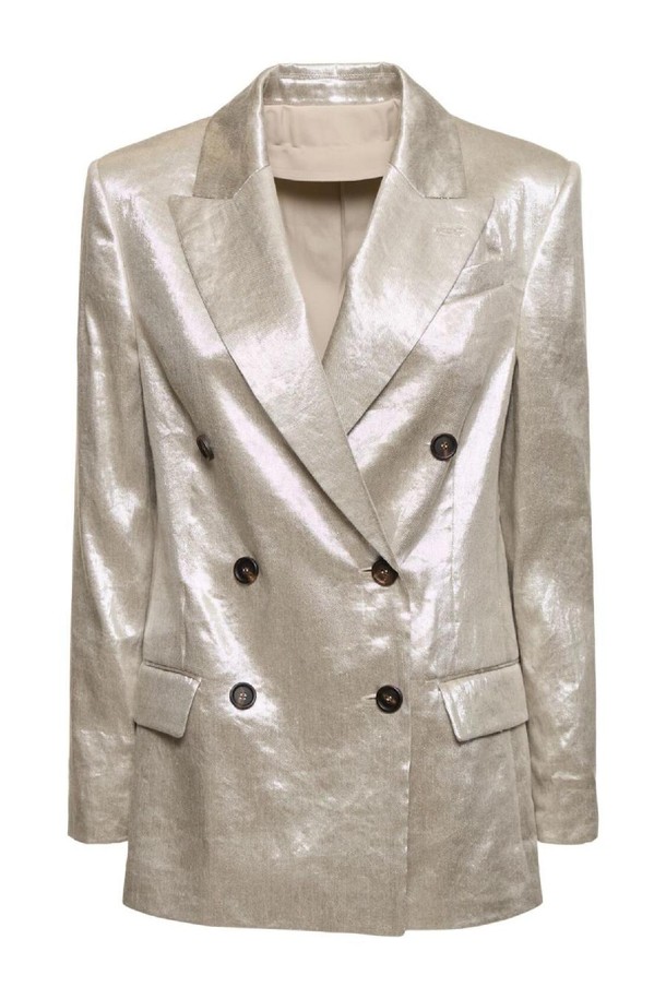 BRUNELLO CUCINELLI - 자켓/점퍼 - 브루넬로 쿠치넬리 여성 자켓 Metallic linen gabardine jacket NB01