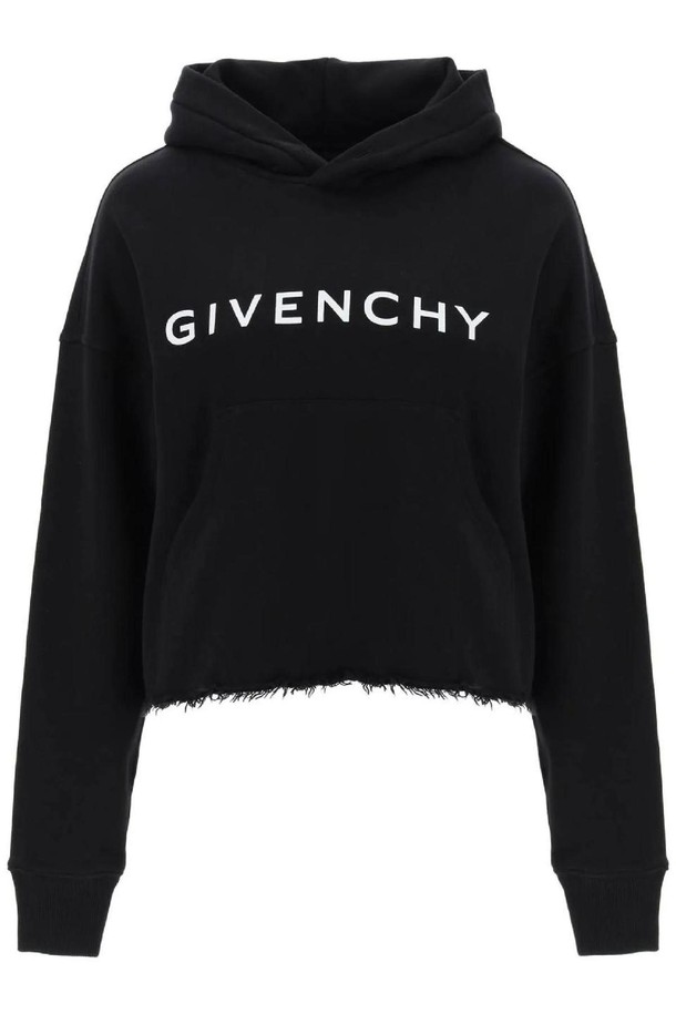 GIVENCHY - 긴팔티셔츠 - 지방시 여성 맨투맨 후드 cropped hoodie with logo print NB02