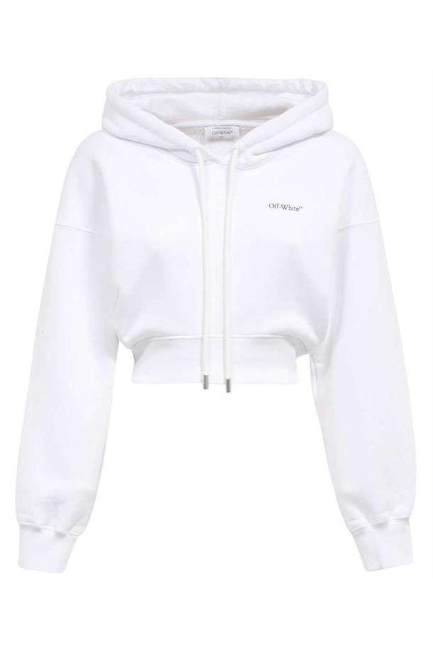 OFF-WHITE - 긴팔티셔츠 - 오프화이트 여성 맨투맨 후드 Off White OWBB056S24FLE001 XRAY ARROW CROP Hoodie   White NB24