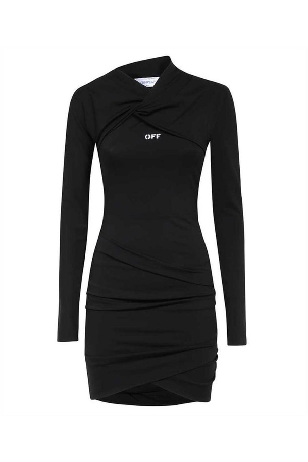 OFF-WHITE - 원피스 - 오프화이트 여성 원피스 Off White OWDB486F23JER001 FLUID JER TWIST MINI Dress   Black NB24