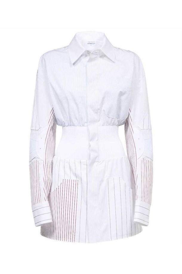 OFF-WHITE - 원피스 - 오프화이트 여성 원피스 Off White OWDG004S23FAB001 MOTORCYCLE POPEL Dress   White NB24