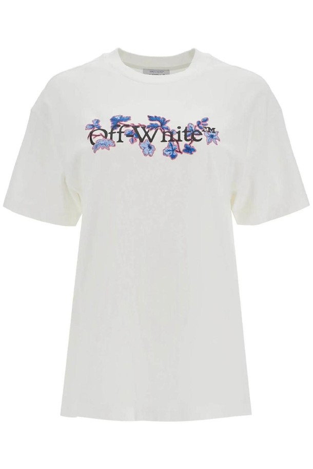 OFF-WHITE - 반팔티셔츠 - 오프화이트 여성 티셔츠 flower bookish t NB02