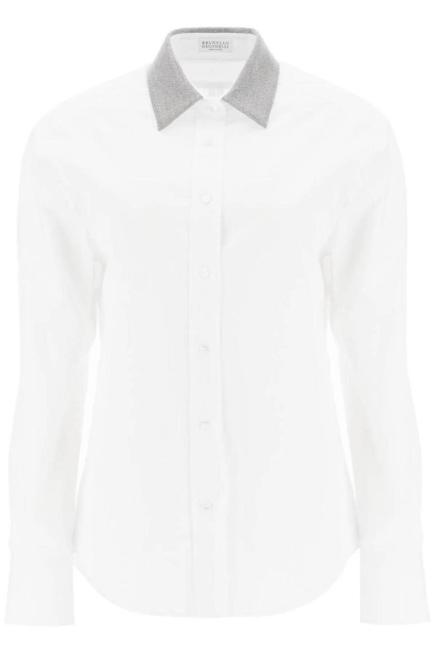 BRUNELLO CUCINELLI - 블라우스/셔츠 - 브루넬로 쿠치넬리 여성 셔츠 블라우스  shirt with beaded collar NB02