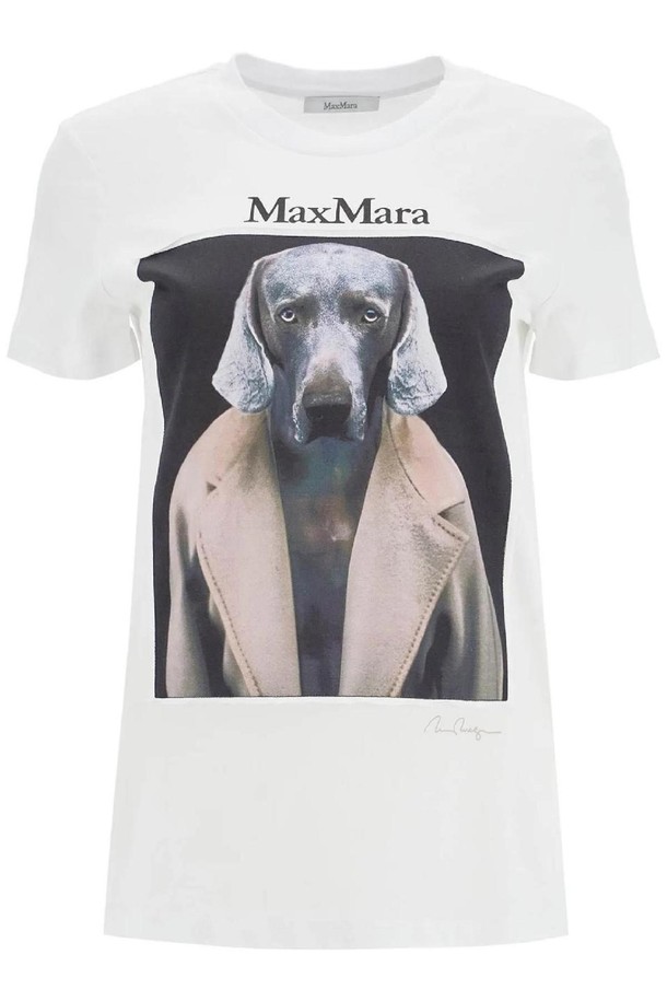 MAX MARA - 반팔티셔츠 - 막스마라 여성 티셔츠 t shirt with wegman print NB02