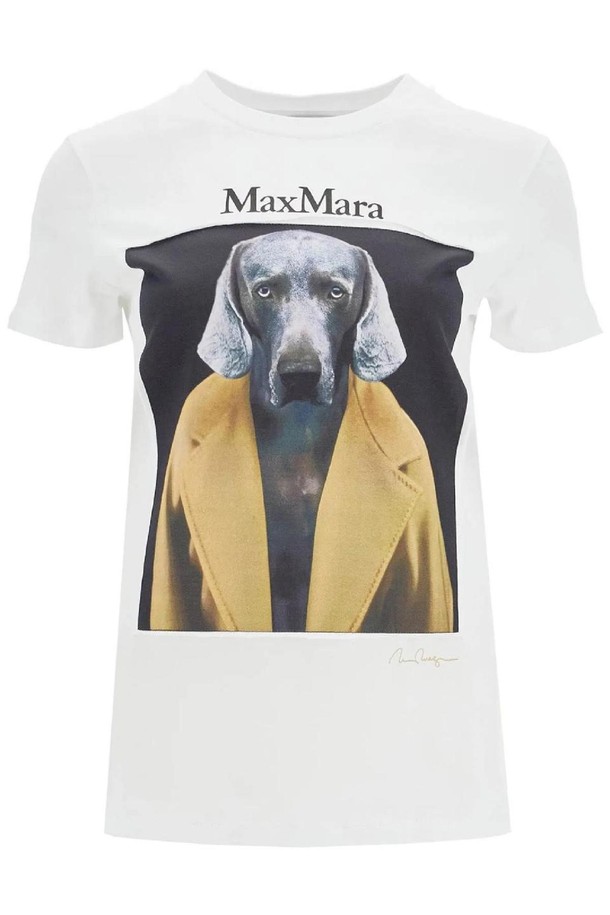 MAX MARA - 반팔티셔츠 - 막스마라 여성 티셔츠 t shirt with wegman print NB02