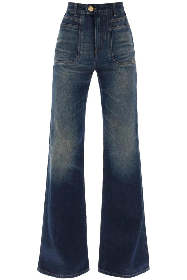 BALMAIN - 데님 - 발망 여성 청바지 wide leg jeans with dark wash NB02