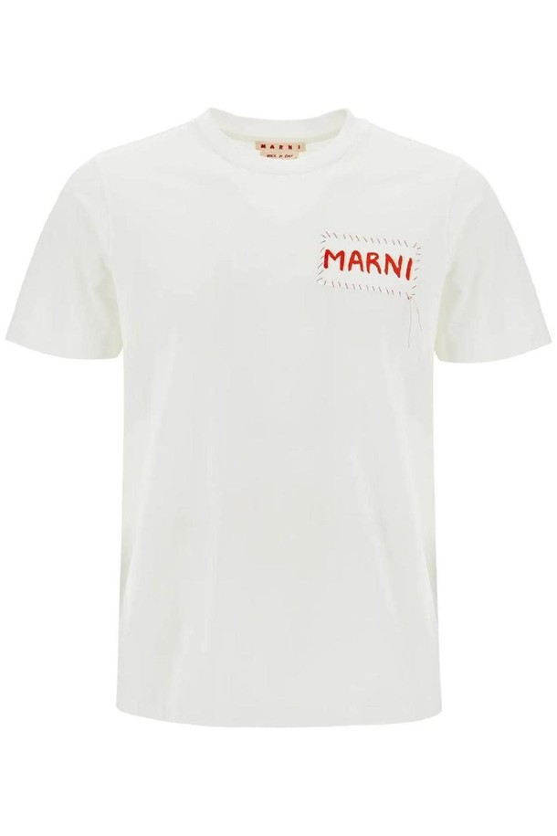 MARNI - 반팔티셔츠 - 마르니 남성 티셔츠 t shirt with patch logo design NB02