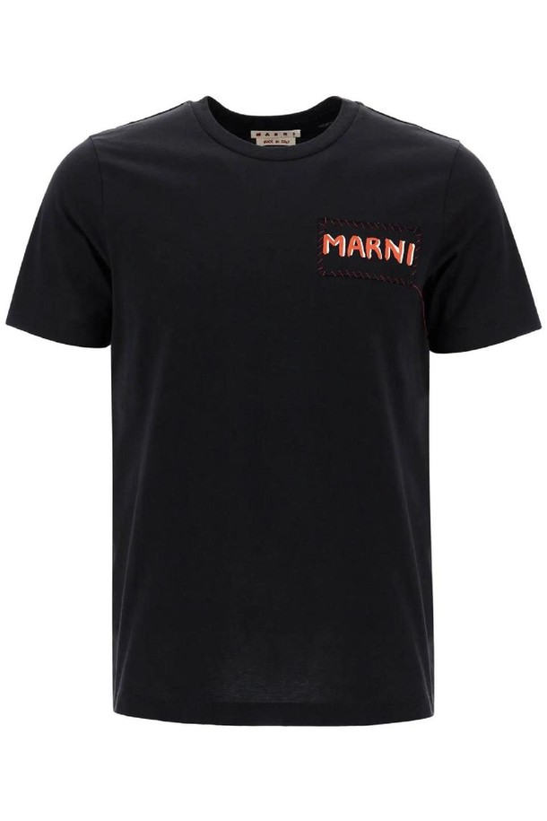 MARNI - 반팔티셔츠 - 마르니 남성 티셔츠 t shirt with patch logo design NB02